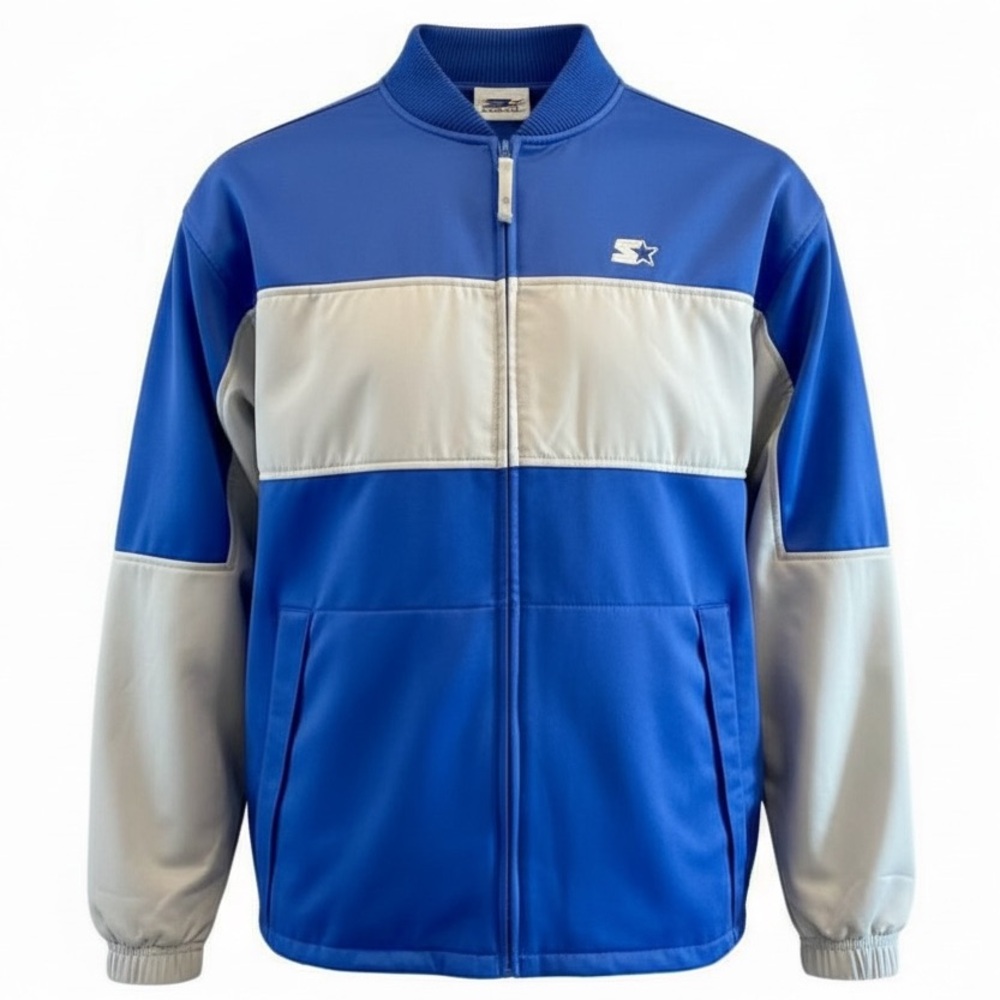 Starter Soft Shell Logo Track Athletic Jacket Royal & Gunmetal 2000s Sz L 42/44
